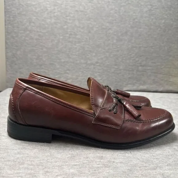 Bass & Co. Men Leather Loafers Shoes Tassels Brown Size 11.5M Style 1475-241 - Picture 1 of 10